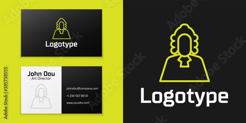 Logotype line Judge icon isolated on black background. Logo design template element. Vector Illustration.