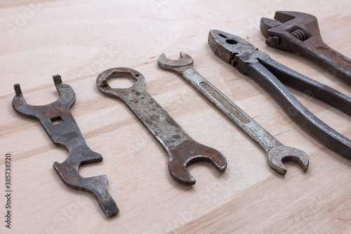 Set of old bicycle repair tool