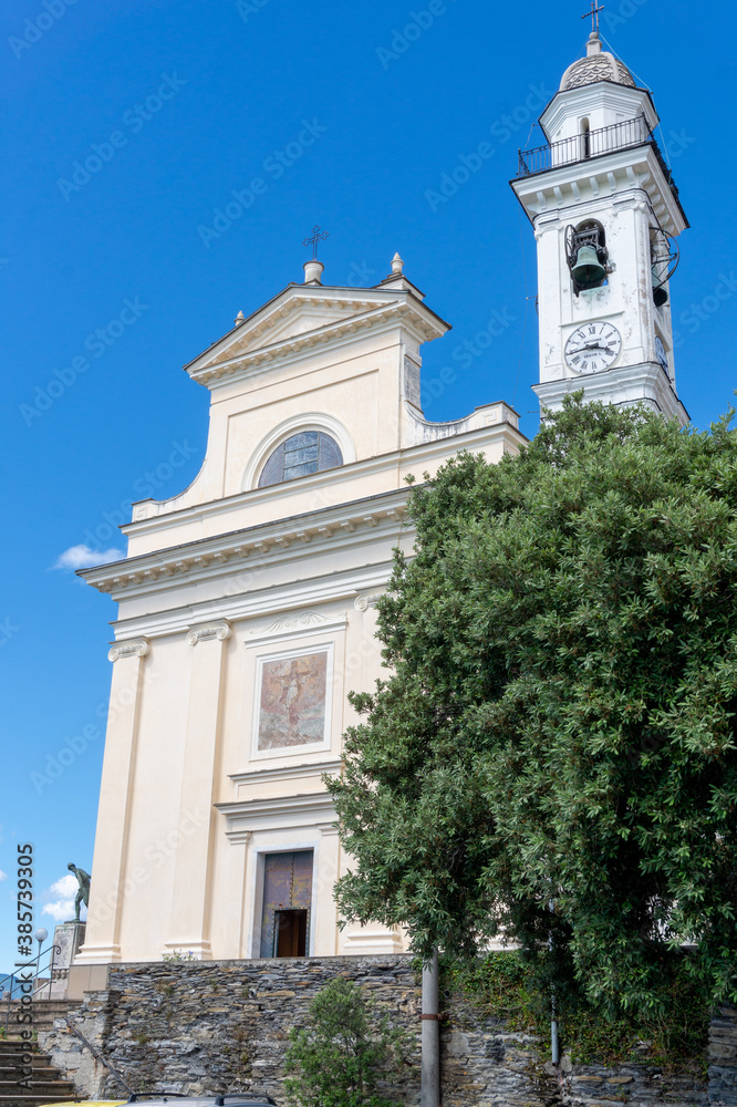 view of facade of Santa Giulia church, Lavagna, Genoa, Italy