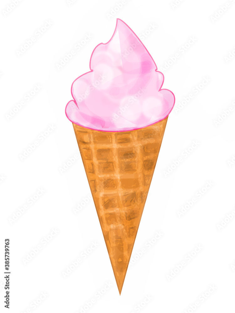 ice cream in a waffle cone on a white background ice cream in a waffle cone on a white background