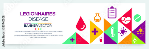 Creative (Legionnaires') disease Banner Word with Icons ,Vector illustration.	