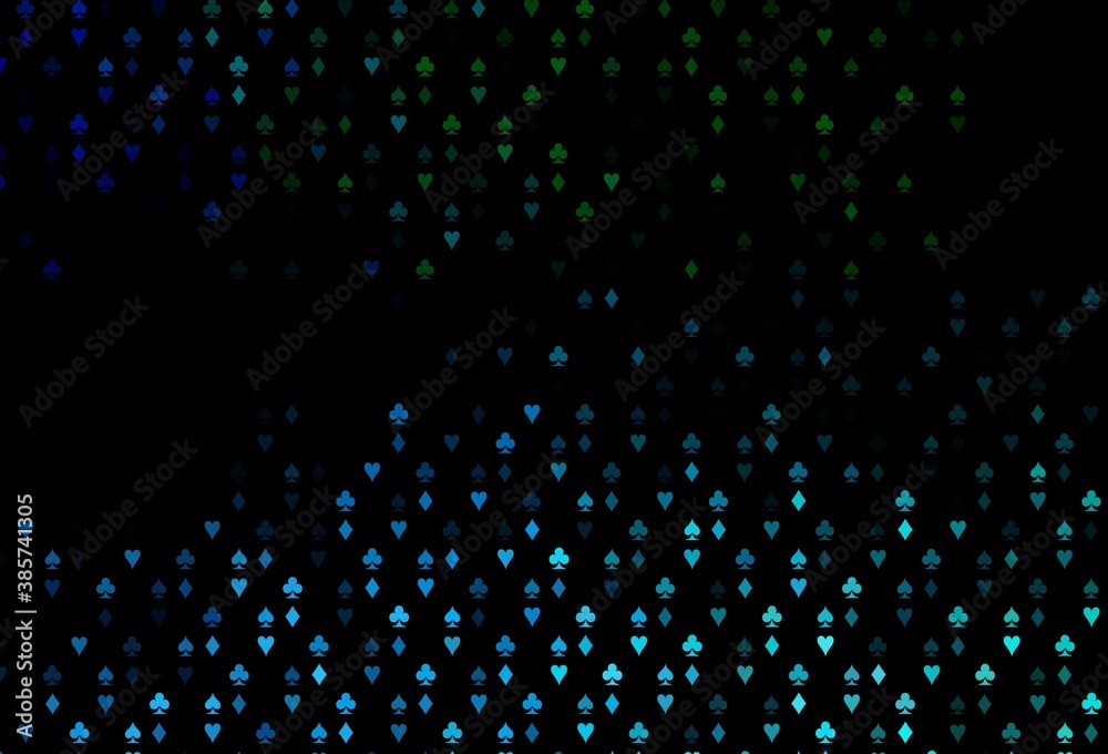 Dark Blue, Green vector cover with symbols of gamble.