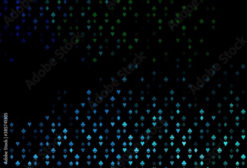 Dark Blue  Green vector cover with symbols of gamble.