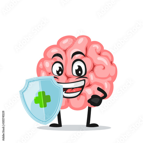 Vector illustration of brain mascot or character