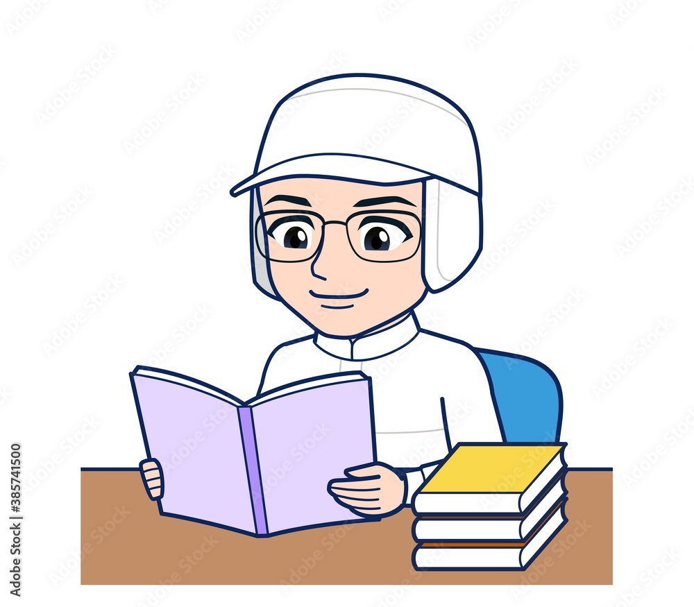 young man in white hygienic clothes