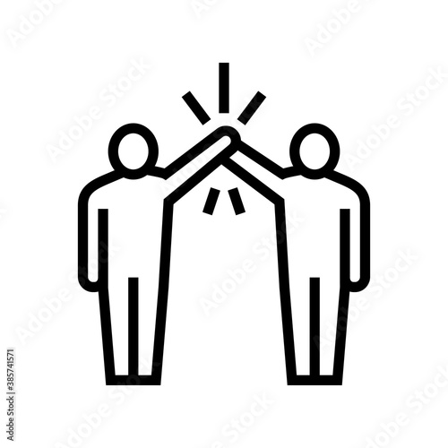 colleagues greeting line icon vector. colleagues greeting sign. isolated contour symbol black illustration photo