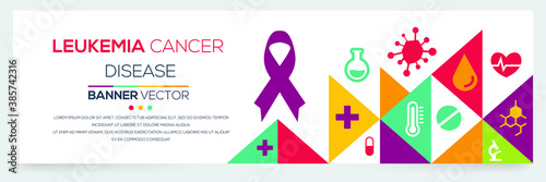 Creative (Leukemia Cancer) disease Banner Word with Icons ,Vector illustration.	