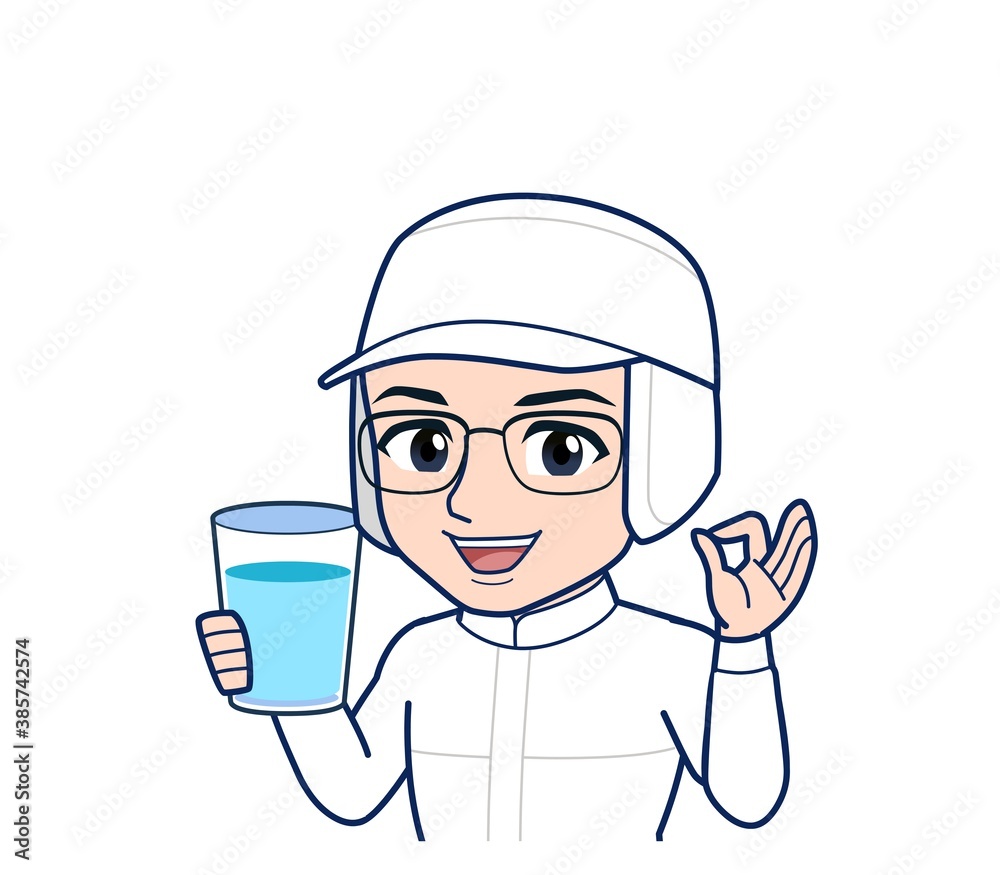 young man in white hygienic clothes young man in white hygienic clothes