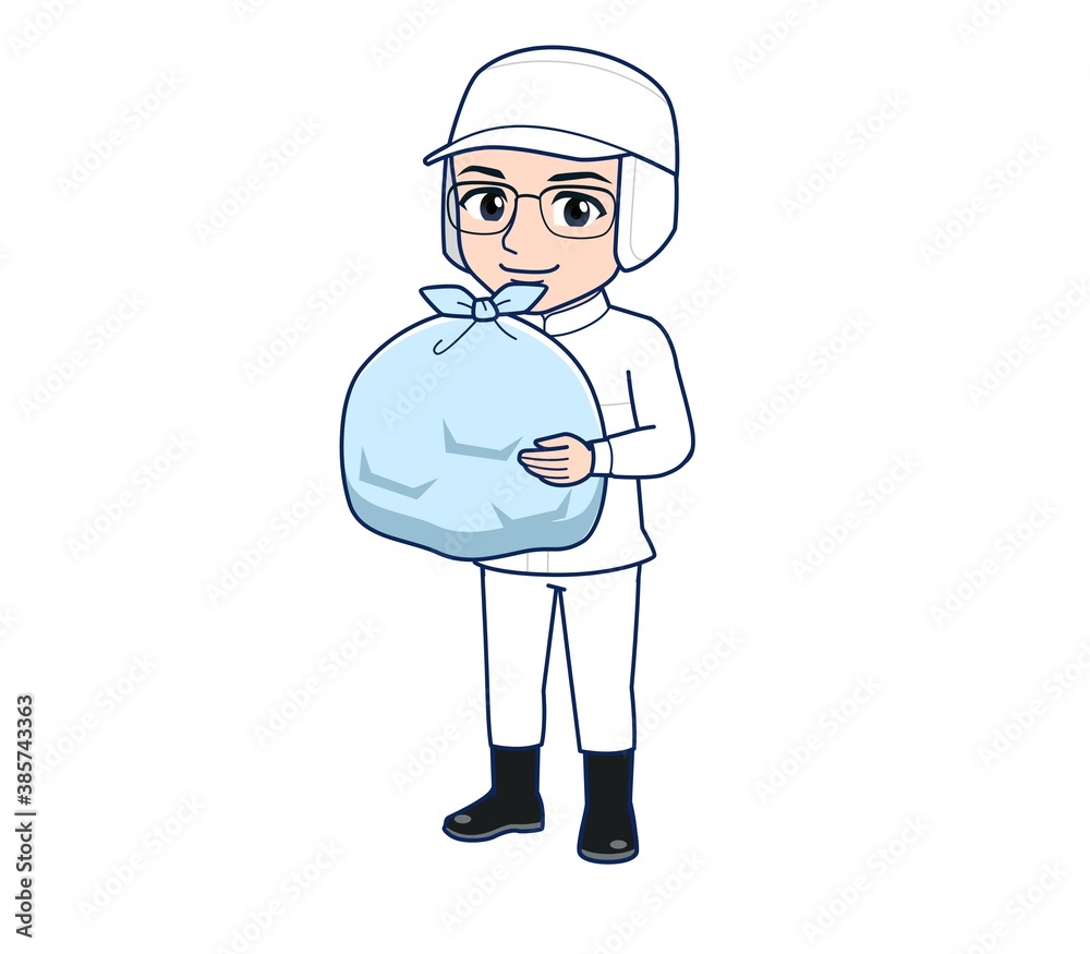 young man in white hygienic clothes young man in white hygienic clothes