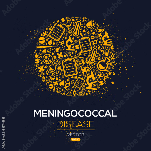 Creative (Meningococcal) disease Banner Word with Icons ,Vector illustration.	
