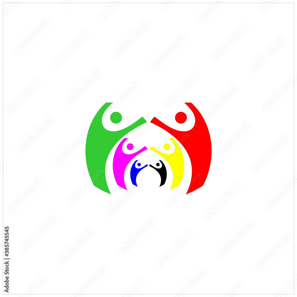 People Family Playing Together Human Unity Logo Vector Icon People Family Playing Together Human Unity Logo Vector Icon
