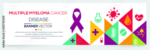 Creative (Multiple Myeloma Cancer) disease Banner Word with Icons ,Vector illustration.	
