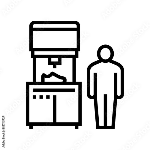 shoe production machine line icon vector. shoe production machine sign. isolated contour symbol black illustration