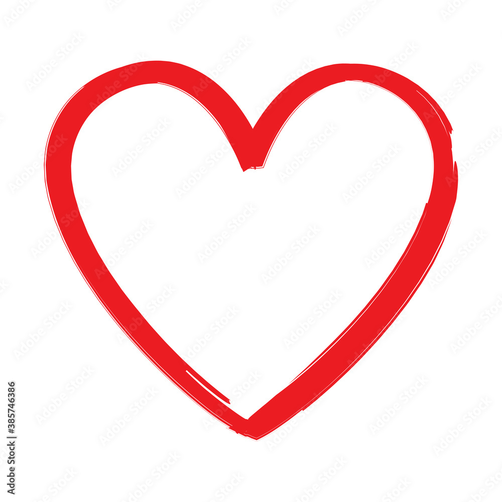 Red heart outline vector. Hand drawn love icon. Trendy heart isolated on white background. For love icon, greeting card and Valentine's day. Creative love art. Heart outline vector Red heart outline vector. Hand drawn love icon. Trendy heart isolated on white background. For love icon, greeting card and Valentine's day. Creative love art. Heart outline vector