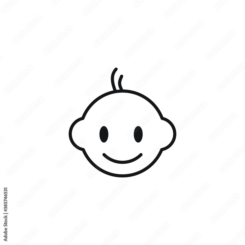Baby boy Face Vector Line Icon. Child smiling. Happy Boy or Girl. Baby Face Smile Pictogram EPS Vector 