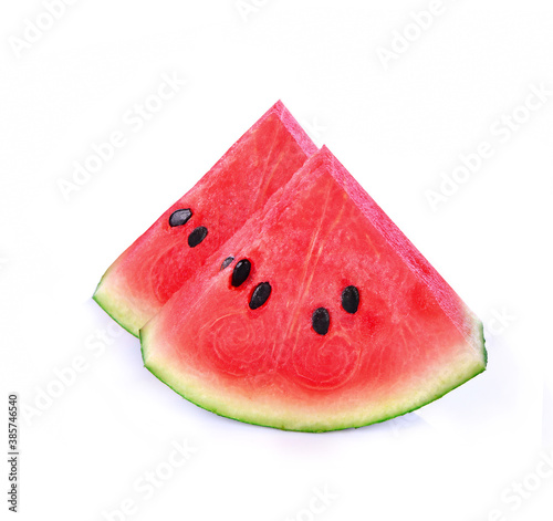 closeup of some pieces of refreshing watermelon on a white background ;fruit for vitamin A and Beta carotene.