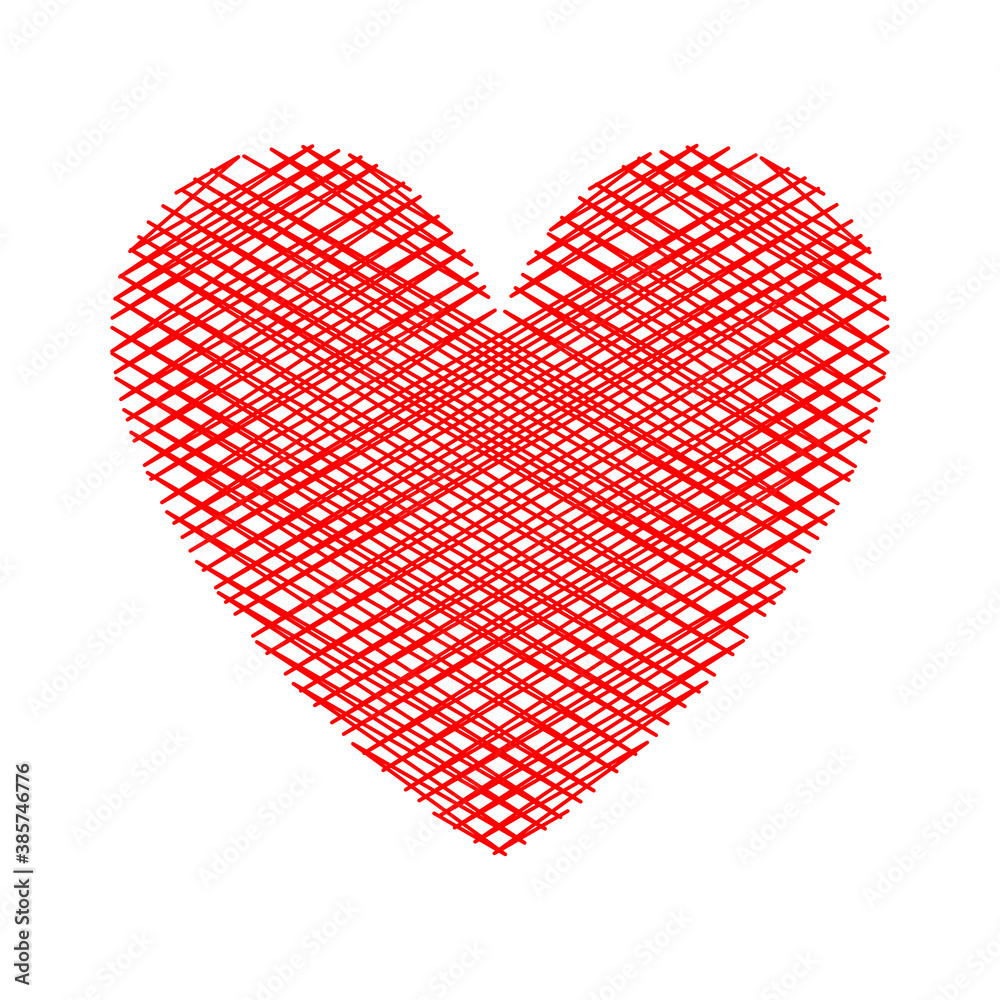 Red heart vector. Hand drawn love icon isolated. Heart icon hand drawn vector for love logo, heart symbol, doodle icon, greeting card and Valentine's day. Painted grunge vector shape