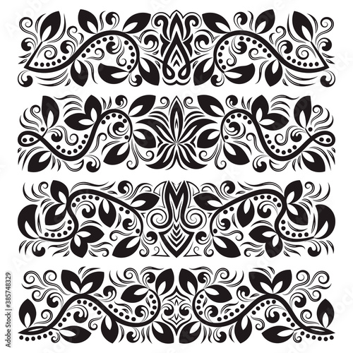 Vintage decorative elements for design. Floral decorations in antique style.