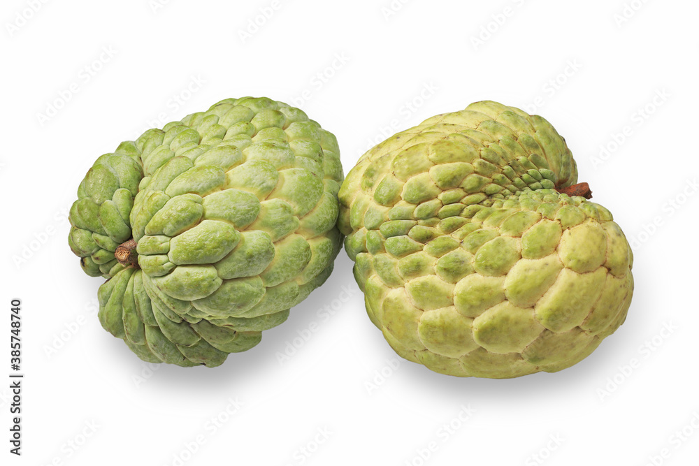 Obraz premium Custard apple isolated on white background. Image stacked with clipping path for artwork advertising.