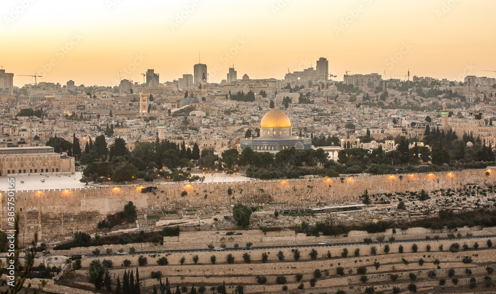 Panorama of Jerusalem from the Mount of Olives, Israel