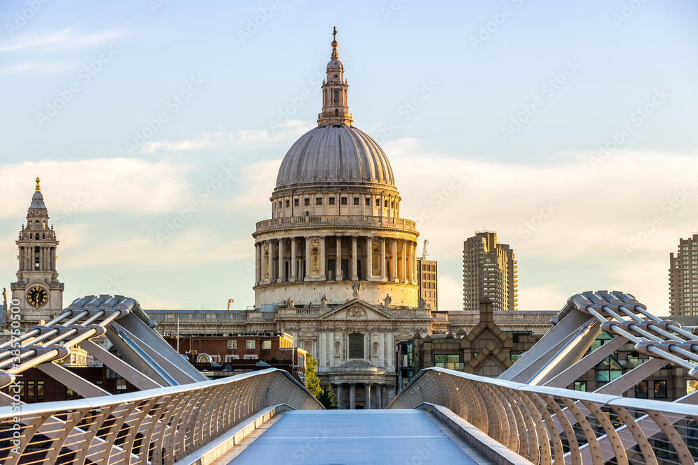 St Paul's Cathedral and the Millennium Bridge in London