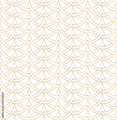 Seamless pattern of golden abstract lines