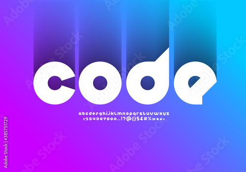 White font, rounded modern alphabet, trendy letters from A to Z and numbers from 0 to 9, vector illustration 10EPS