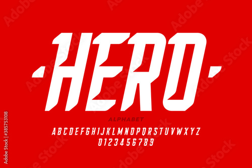 Comic book Superhero style font, alphabet letters and numbers vector illustration