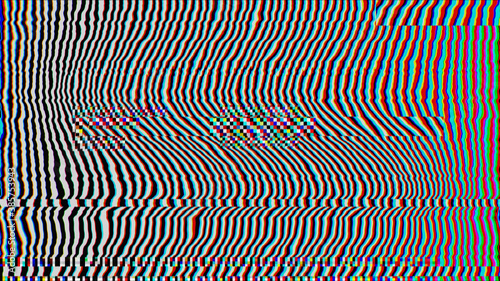 displaced glitch stripes abstract background with chromatic abberation and pixels photo