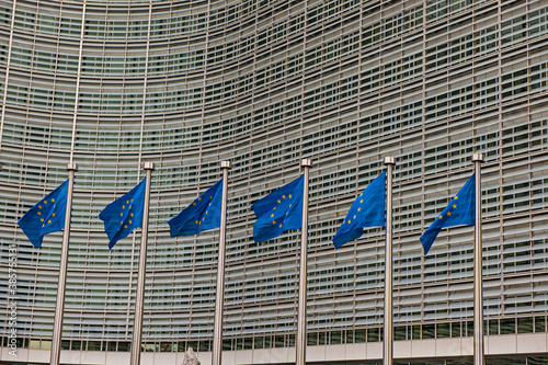 Εκτύπωση καμβά Fahnen beim Europäischen Union-Kommissionsgebäude,  Brüssel, Belgien