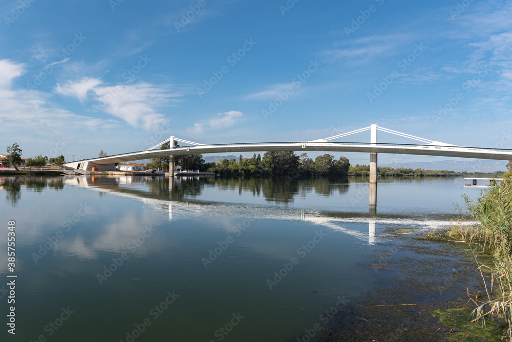 Sant Jaume d Enveja new bridge Lo Passador over Ebro river Ebro Delta, Tarragona, Catalonia, Spain