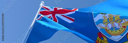 3D rendering of the national flag of Falkland Islands waving in the wind