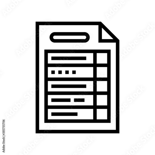 plan paper list line icon vector. plan paper list sign. isolated contour symbol black illustration
