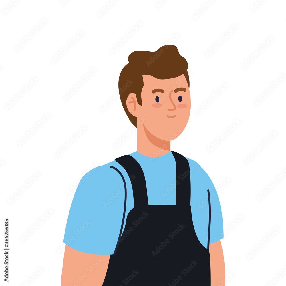 man cartoon with apron design, Boy male person people human social media and portrait theme Vector illustration