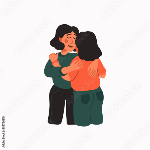 Empathy. Empathy and Compassion concept - young woman hugging a sad woman.