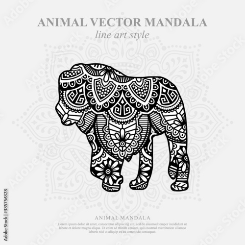 Fototapeta Naklejka Na Ścianę i Meble -  Animal Vector Mandala Line Art Style