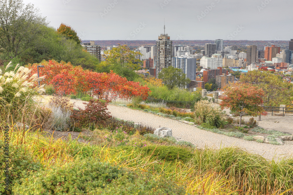 Colorful scene of Hamilton, Ontario in the fall