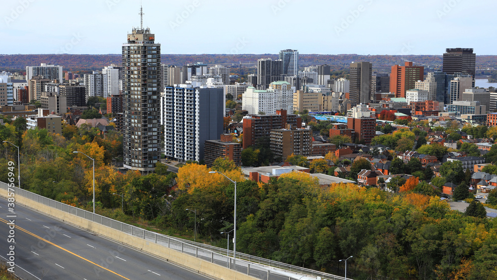 Hamilton, Ontario skyline in autumn