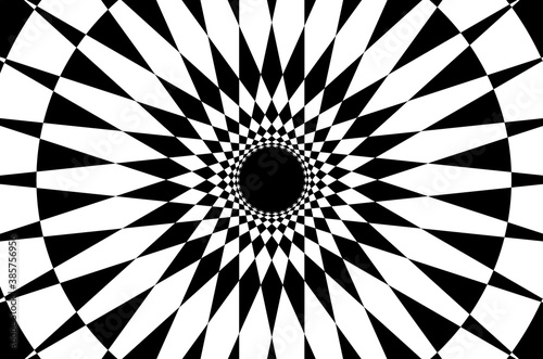 Abstract geometric pattern - black and white,  Circular mathematical ornament, 