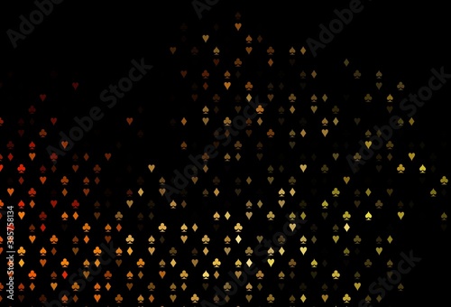 Dark Orange vector cover with symbols of gamble.