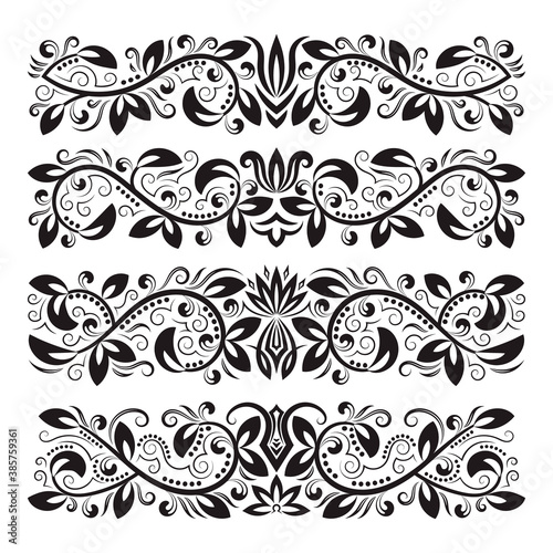 Vintage decorative elements for design. Floral decorations in antique style.