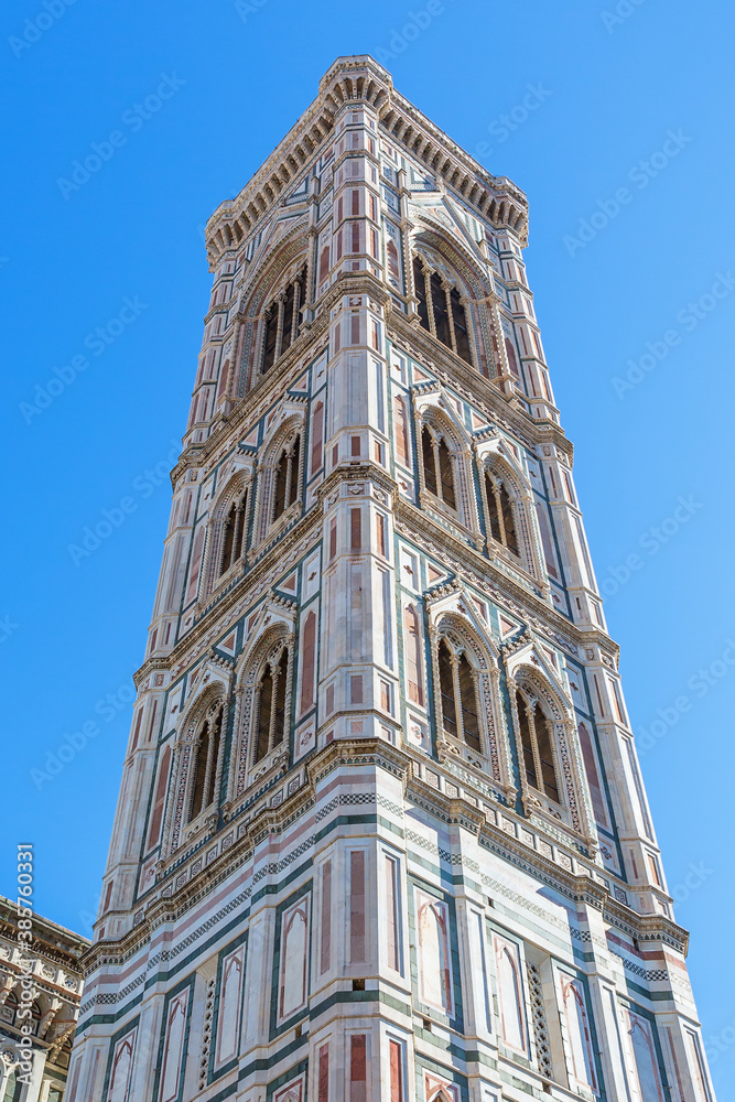 Giotto's bell tower in Florence towards the sky