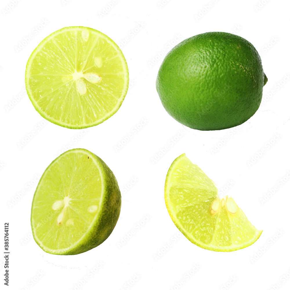 fresh lime fruit set photo collection with isolated background
