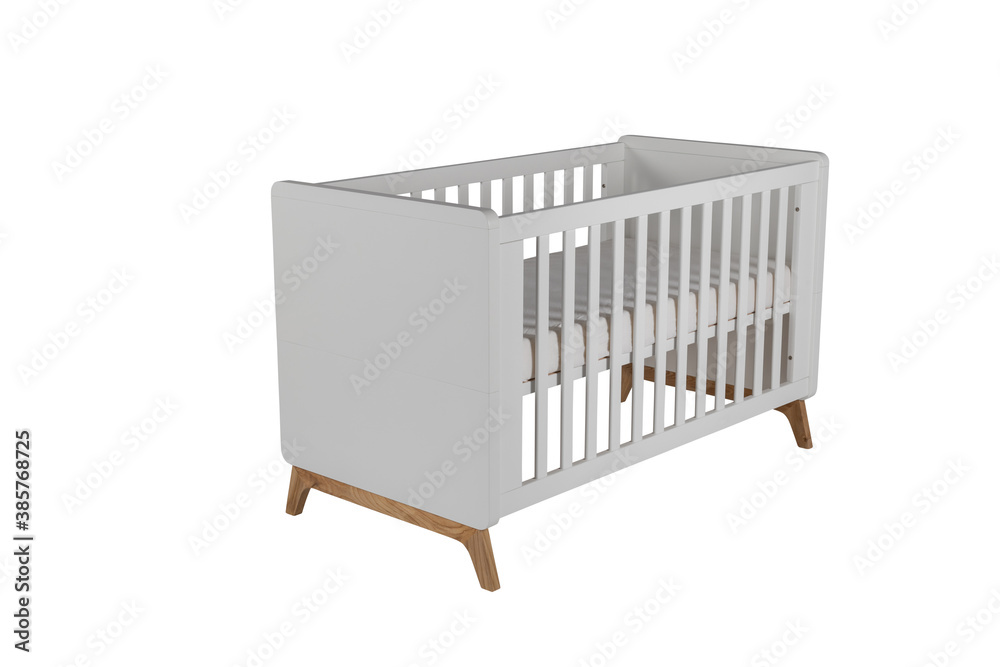 White isolated baby crib White isolated baby crib