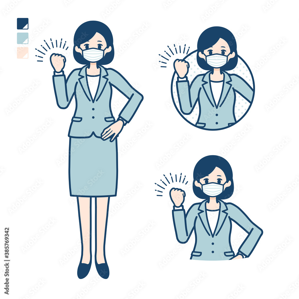 simple suit business woman mask_fist-pump simple suit business woman mask_fist-pump