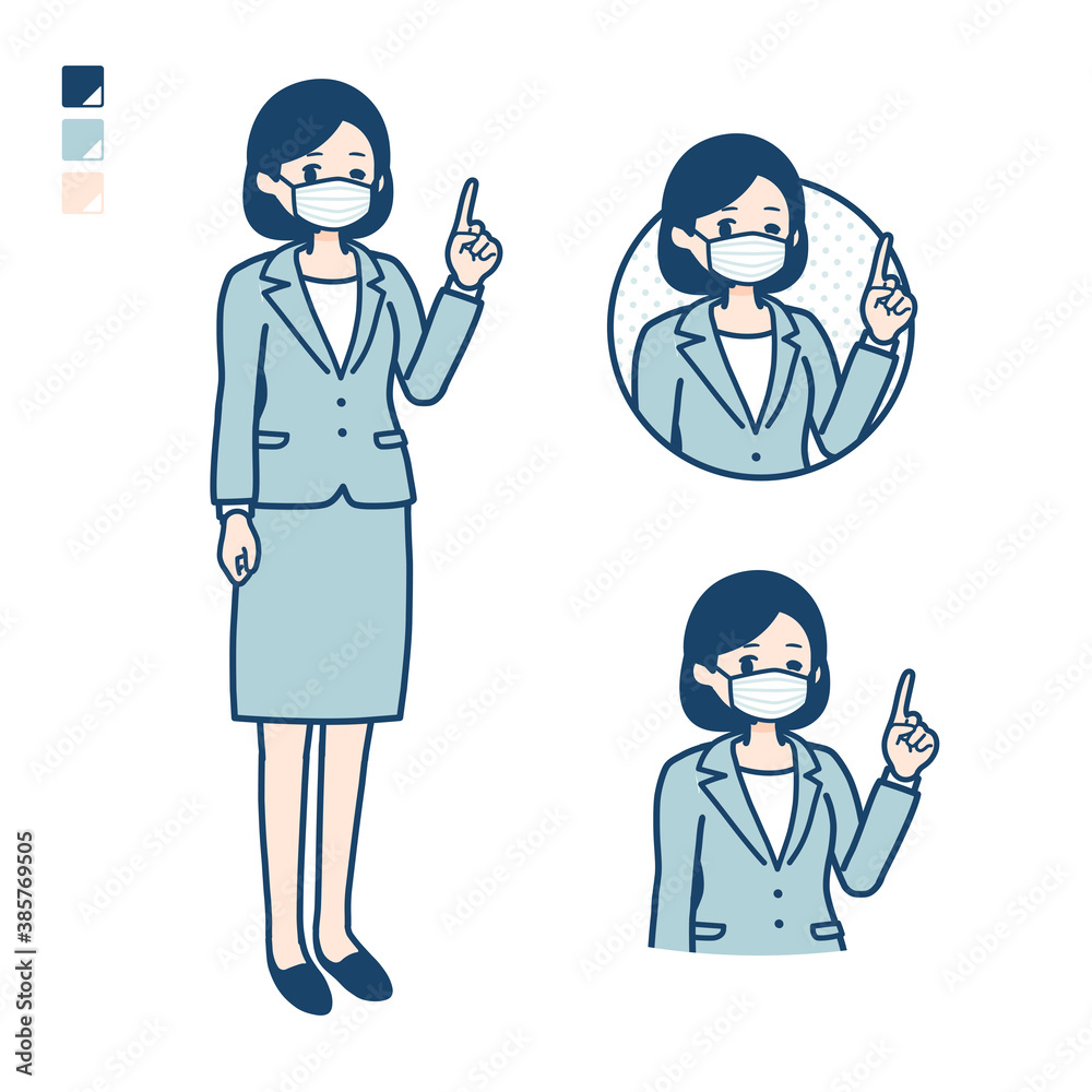 simple suit business woman mask_pointing-hand-sign simple suit business woman mask_pointing-hand-sign