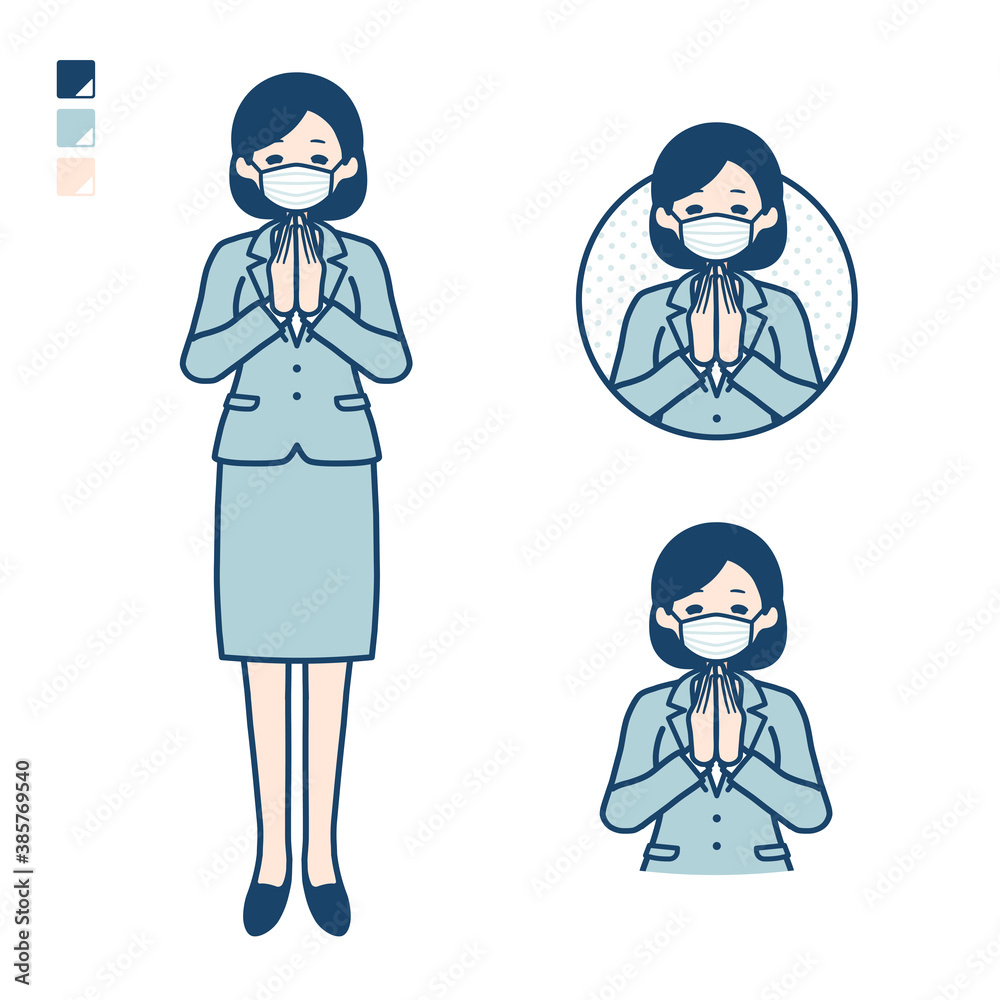 simple suit business woman mask_prayer simple suit business woman mask_prayer
