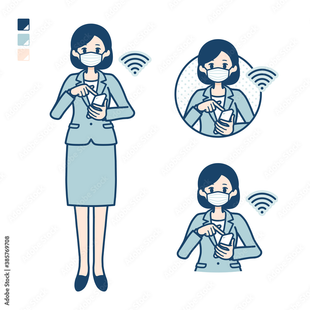 simple suit business woman mask_smartphone-touch simple suit business woman mask_smartphone-touch