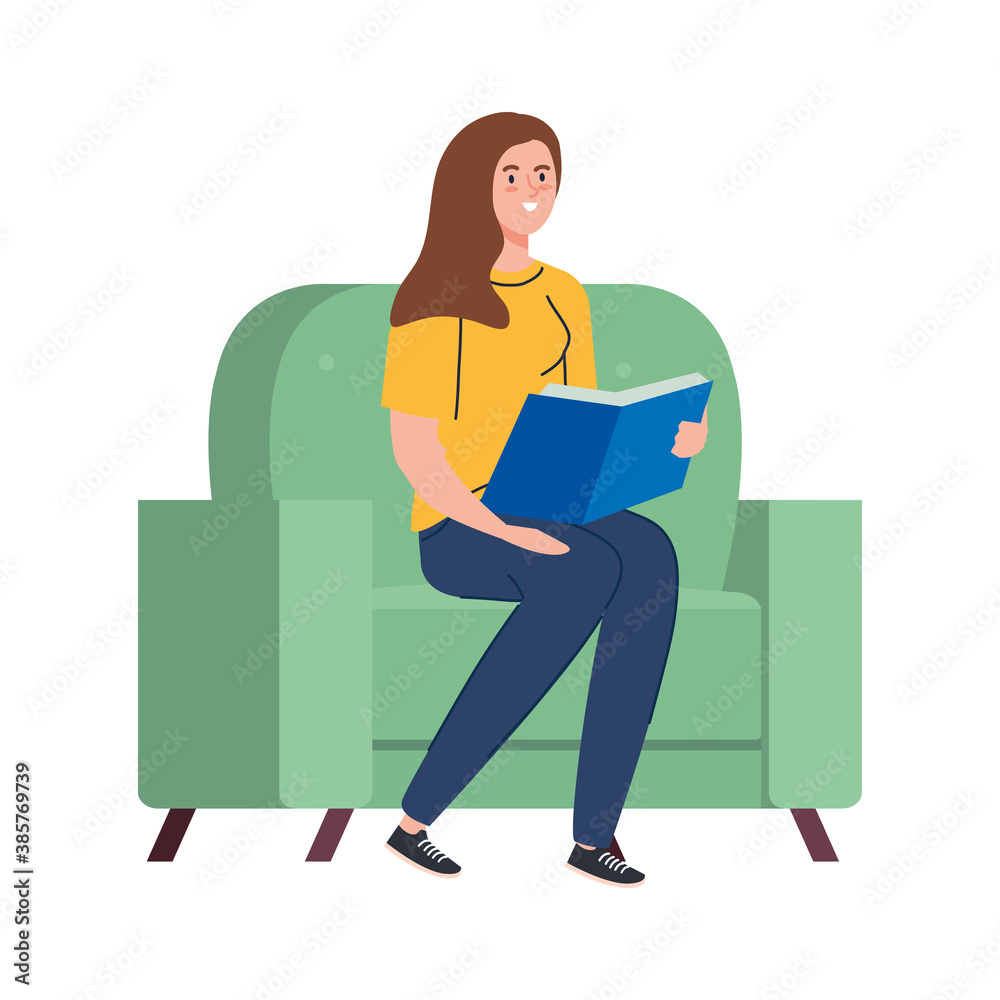 woman sitting on seat reading a book design of Activity and leisure theme Vector illustration woman sitting on seat reading a book design of Activity and leisure theme Vector illustration