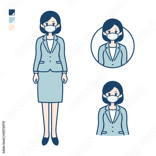 simple suit business woman mask_Smile © toyotoyo